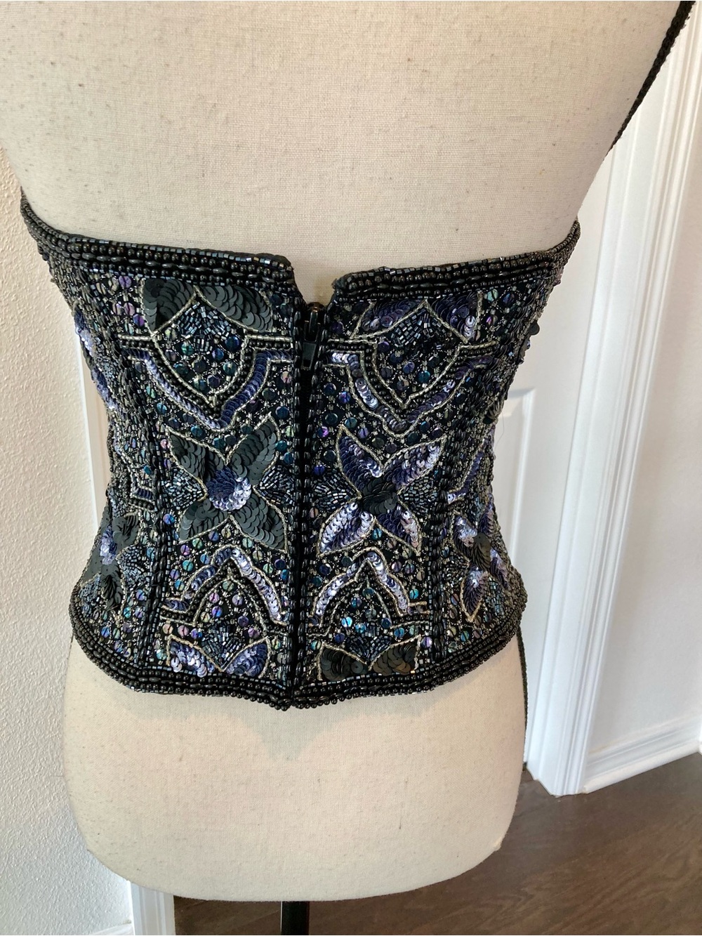 Adrianna Papell Black Evening Corset Top with Embellished Detail - Picture 4 of 7